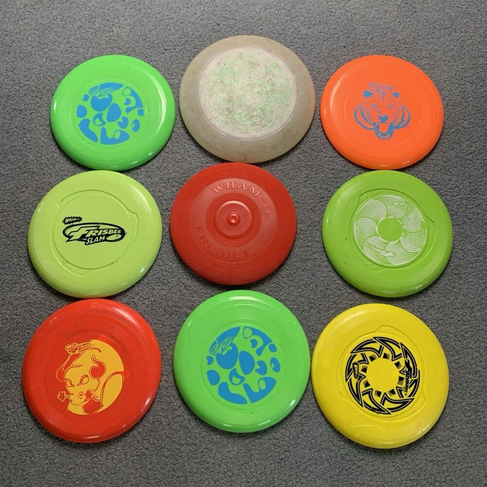 Vintage Lot Of 9 Wham-O Frisbees Various Colors Beach Picnic Dog